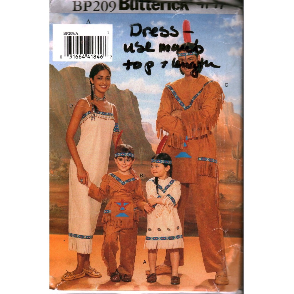 Butterick BP209 Halloween‎ Costume Sewing Pattern Childrens Fringe Dress